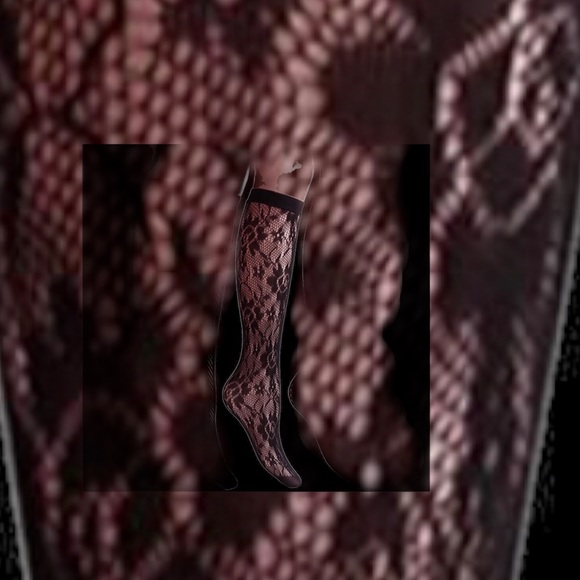 Hollowed out fishnet style knee or over the knee black fashion knee sock… - Picture 8 of 16